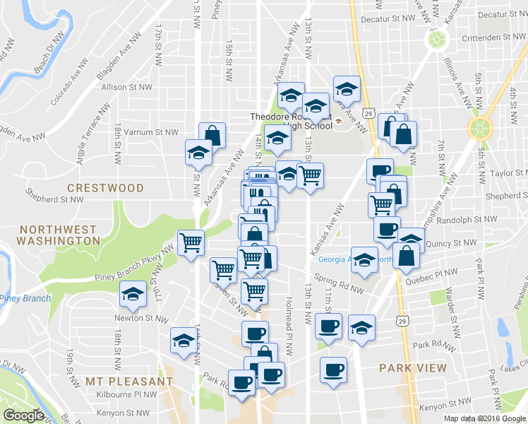 map of restaurants, bars, coffee shops, grocery stores, and more near 101 Independence Avenue Southeast in Washington