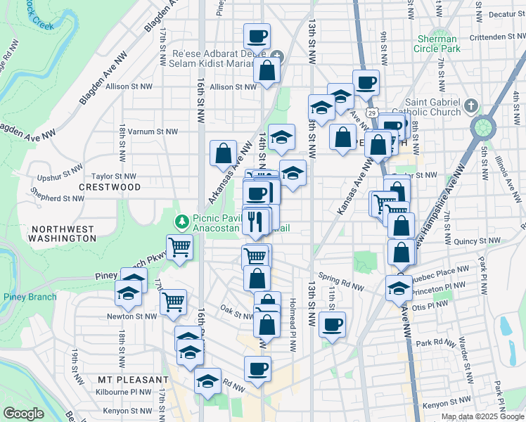 map of restaurants, bars, coffee shops, grocery stores, and more near 101 Independence Avenue Southeast in Washington