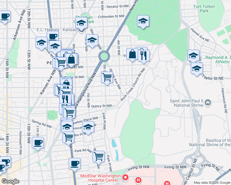 map of restaurants, bars, coffee shops, grocery stores, and more near 101 Independence Avenue Southeast in Washington