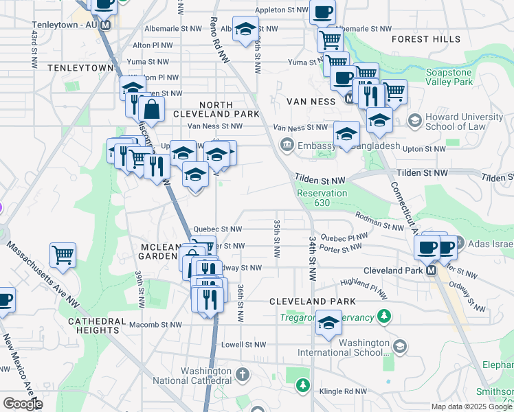 map of restaurants, bars, coffee shops, grocery stores, and more near 101 Independence Avenue Southeast in Washington
