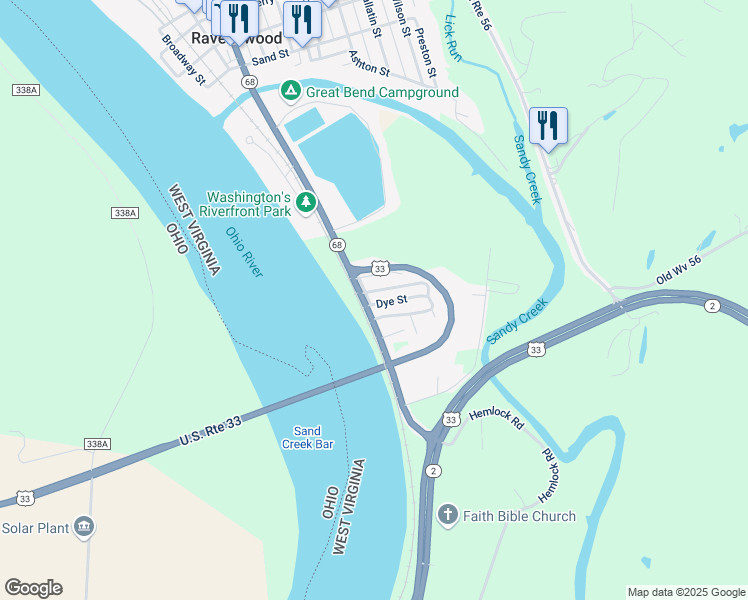 map of restaurants, bars, coffee shops, grocery stores, and more near 85 Thaxton Street in Ravenswood