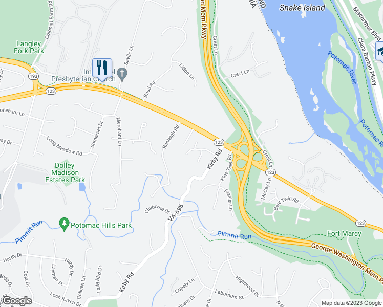 map of restaurants, bars, coffee shops, grocery stores, and more near 5963 Ranleigh Manor Drive in McLean