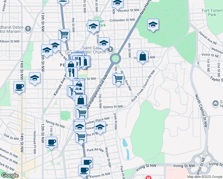 map of restaurants, bars, coffee shops, grocery stores, and more near 101 Independence Avenue Southeast in Washington