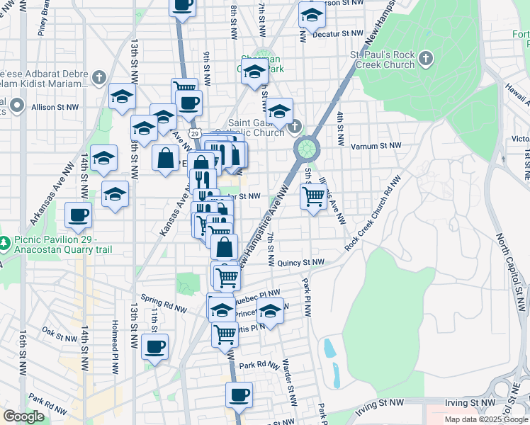 map of restaurants, bars, coffee shops, grocery stores, and more near 4004 New Hampshire Avenue Northwest in Washington