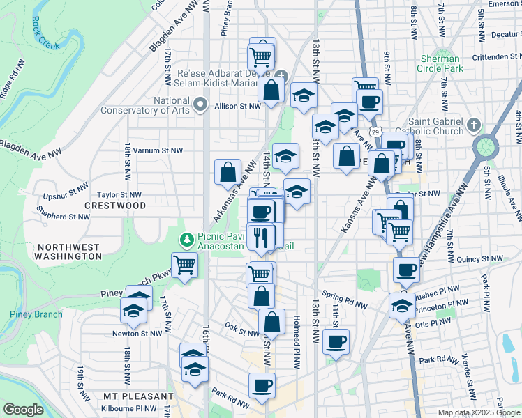 map of restaurants, bars, coffee shops, grocery stores, and more near 101 Independence Avenue Southeast in Washington