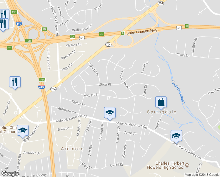 map of restaurants, bars, coffee shops, grocery stores, and more near 3615 Scruggs Place in Springdale