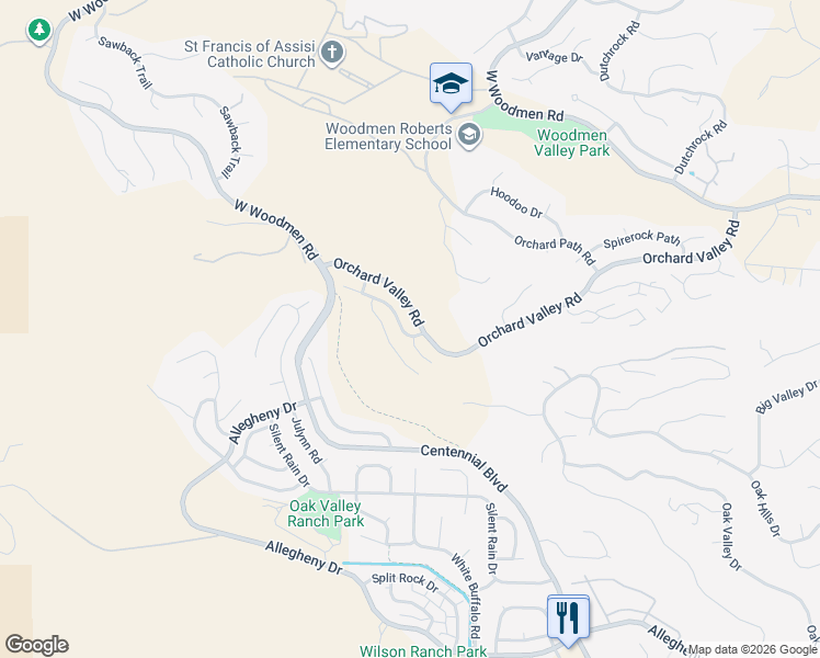 map of restaurants, bars, coffee shops, grocery stores, and more near 2424 Sierra Oak Drive in Colorado Springs