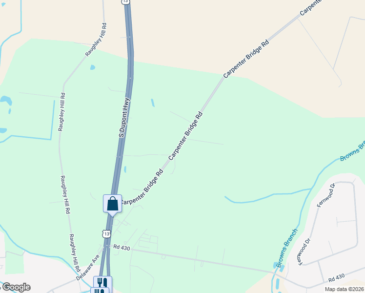 map of restaurants, bars, coffee shops, grocery stores, and more near 688 Carpenter Bridge Road in Harrington