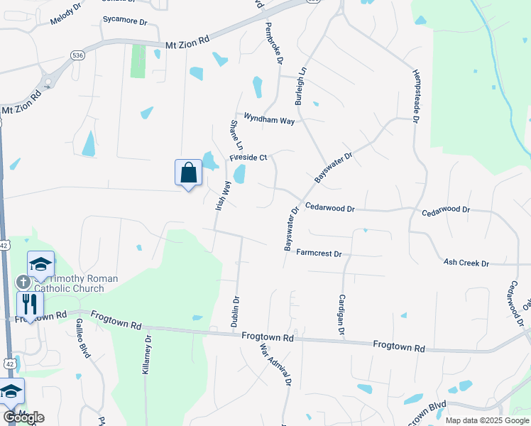map of restaurants, bars, coffee shops, grocery stores, and more near 1115 Ashton Court in Union