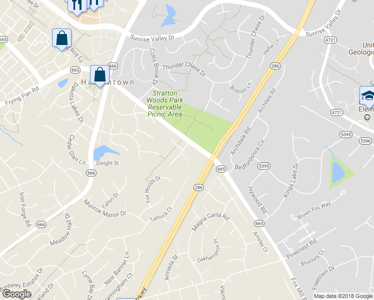 map of restaurants, bars, coffee shops, grocery stores, and more near 2407 Mill Heights Drive in Herndon