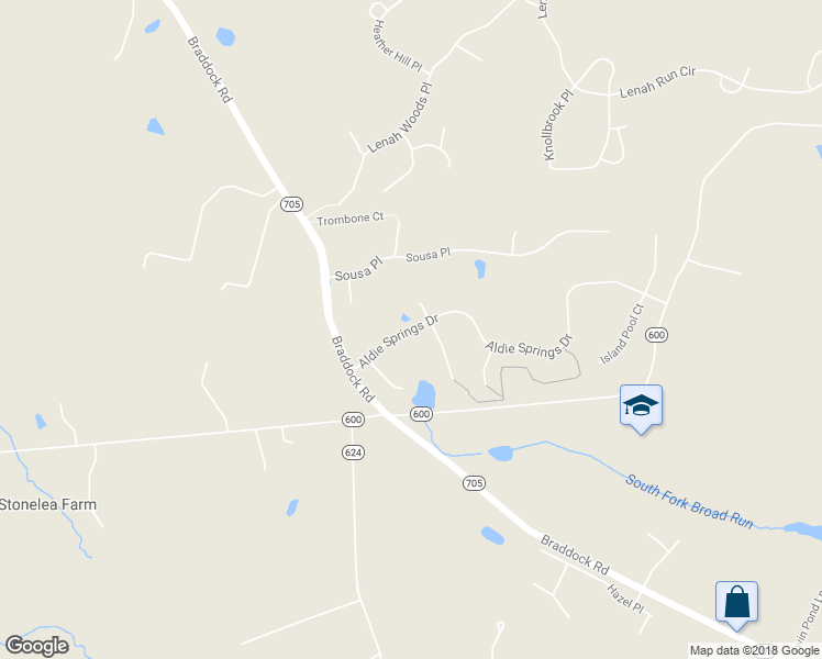 map of restaurants, bars, coffee shops, grocery stores, and more near 40405 Aldie Springs Drive in Aldie