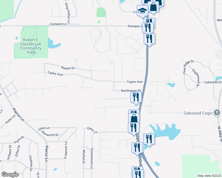 map of restaurants, bars, coffee shops, grocery stores, and more near 722 Ramona Place in Godfrey