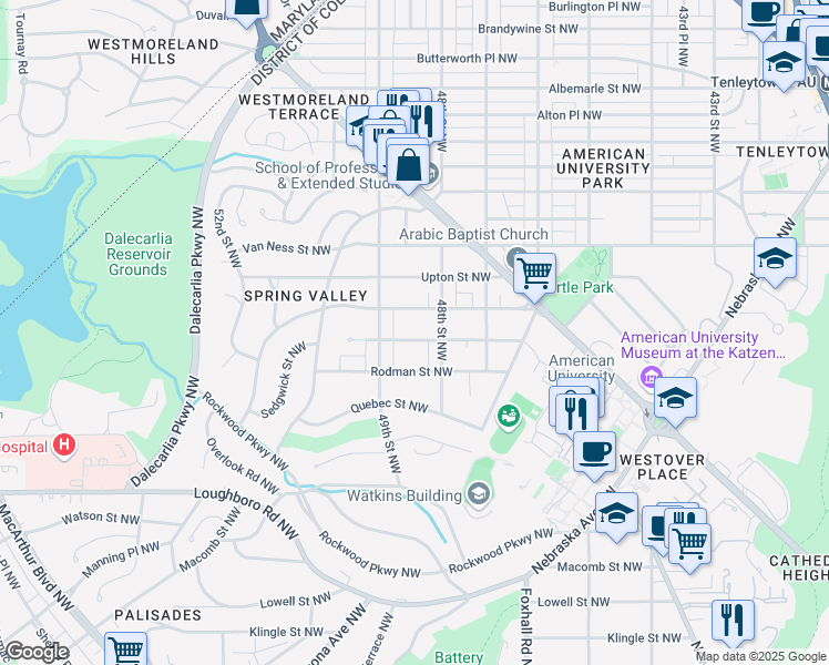 map of restaurants, bars, coffee shops, grocery stores, and more near 4827 Sedgwick Street Northwest in Washington