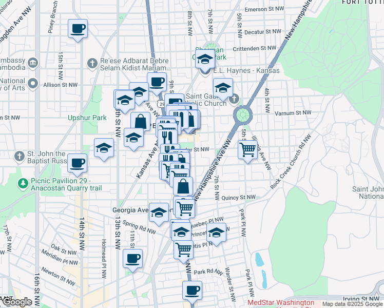map of restaurants, bars, coffee shops, grocery stores, and more near 101 Independence Avenue Southeast in Washington
