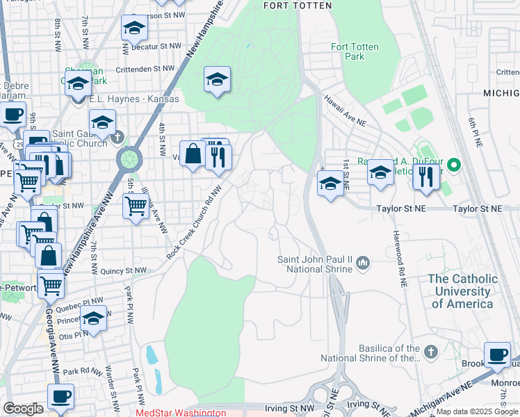 map of restaurants, bars, coffee shops, grocery stores, and more near Scott Drive Southwest in Washington