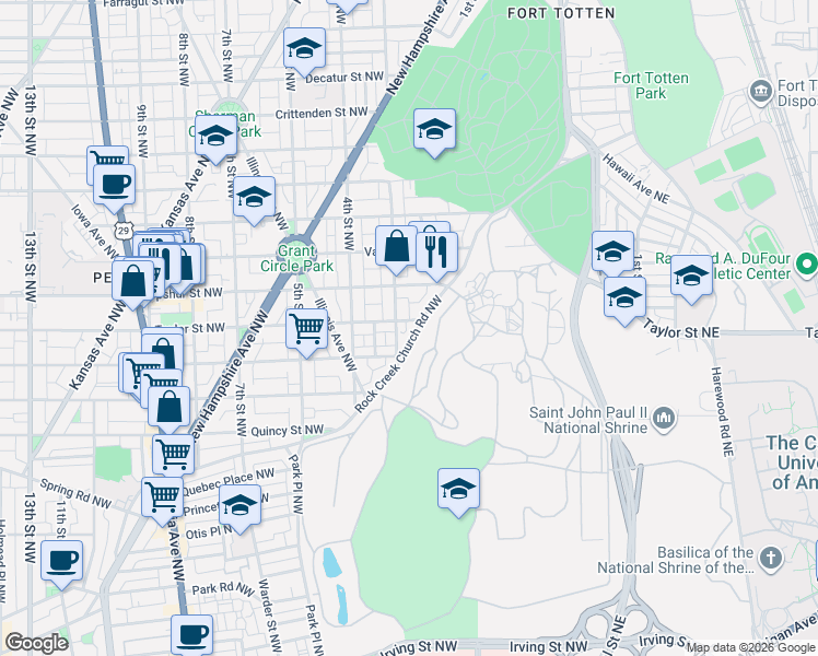 map of restaurants, bars, coffee shops, grocery stores, and more near 101 Independence Avenue Southeast in Washington