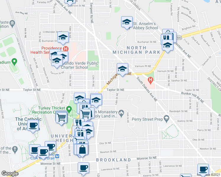 map of restaurants, bars, coffee shops, grocery stores, and more near 101 Independence Avenue Southeast in Washington
