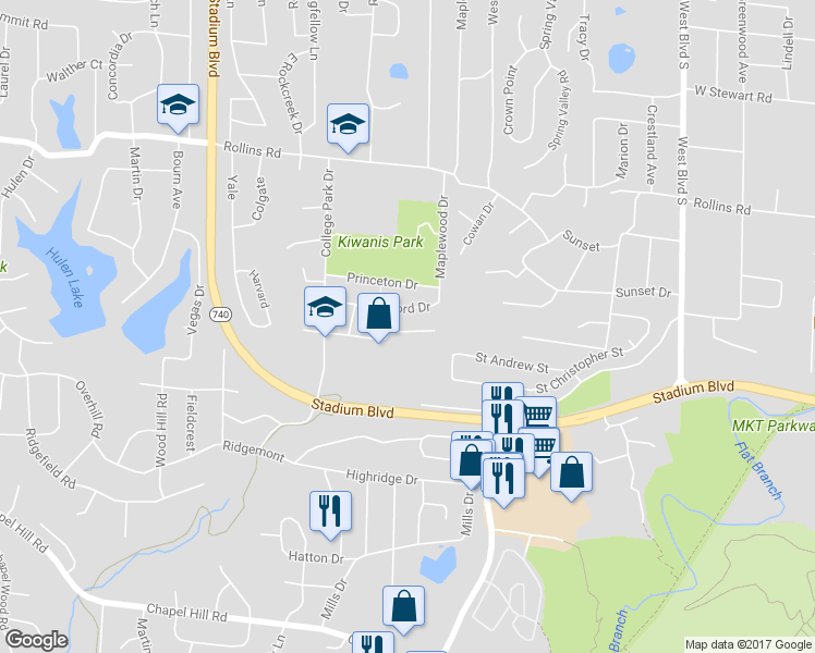map of restaurants, bars, coffee shops, grocery stores, and more near 1012 Colby Drive in Columbia