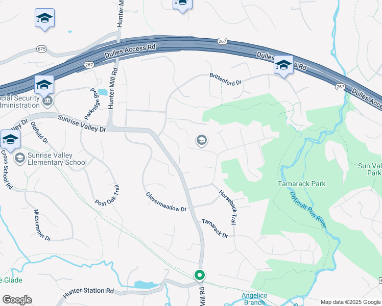 map of restaurants, bars, coffee shops, grocery stores, and more near 10411 Stone Ridge Ln in Vienna