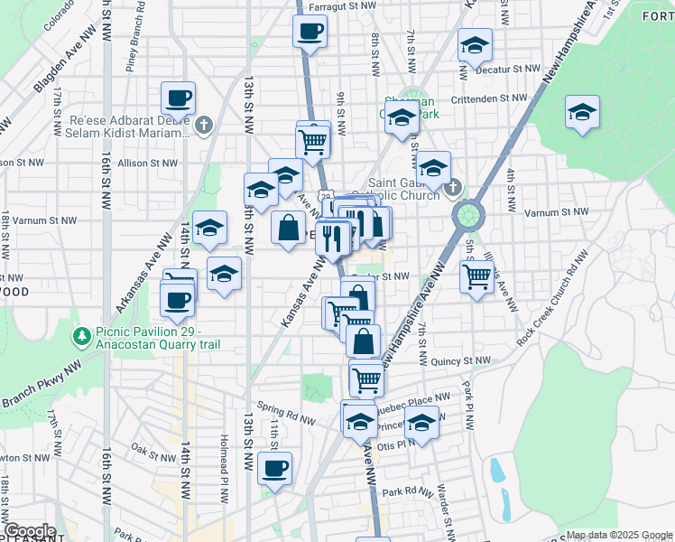 map of restaurants, bars, coffee shops, grocery stores, and more near 101 Independence Avenue Southeast in Washington