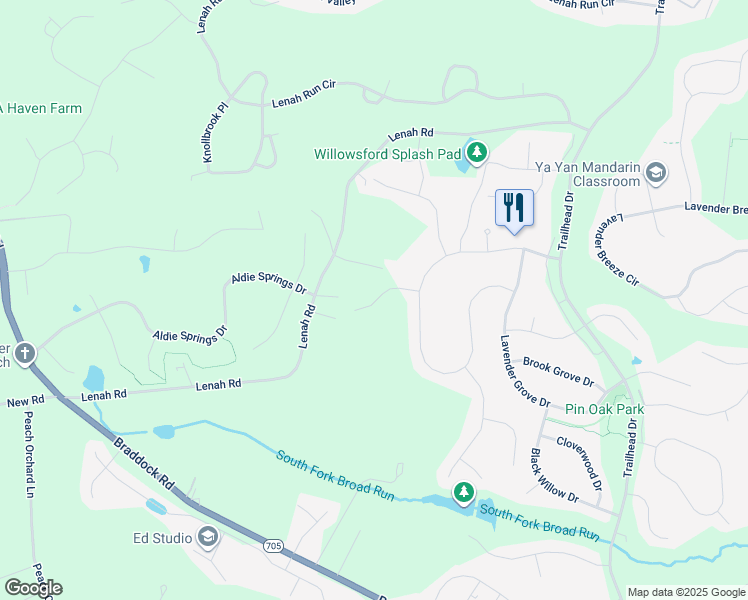 map of restaurants, bars, coffee shops, grocery stores, and more near 24538 Lenah Road in Aldie