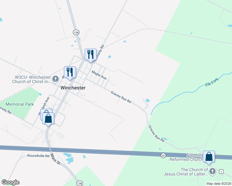 map of restaurants, bars, coffee shops, grocery stores, and more near 244 Graces Run Road in Winchester