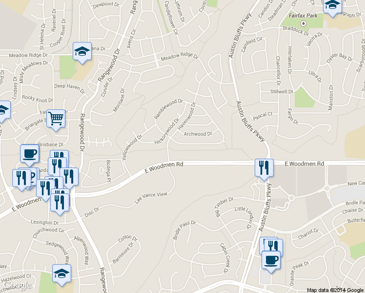 map of restaurants, bars, coffee shops, grocery stores, and more near 4265 Ramblewood Drive in Colorado Springs