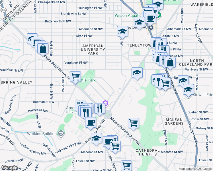 map of restaurants, bars, coffee shops, grocery stores, and more near 4446 Tindall Street Northwest in Washington