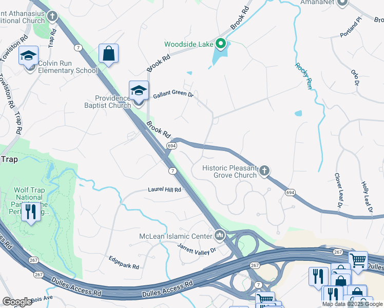 map of restaurants, bars, coffee shops, grocery stores, and more near 8802 Mirador Place in McLean