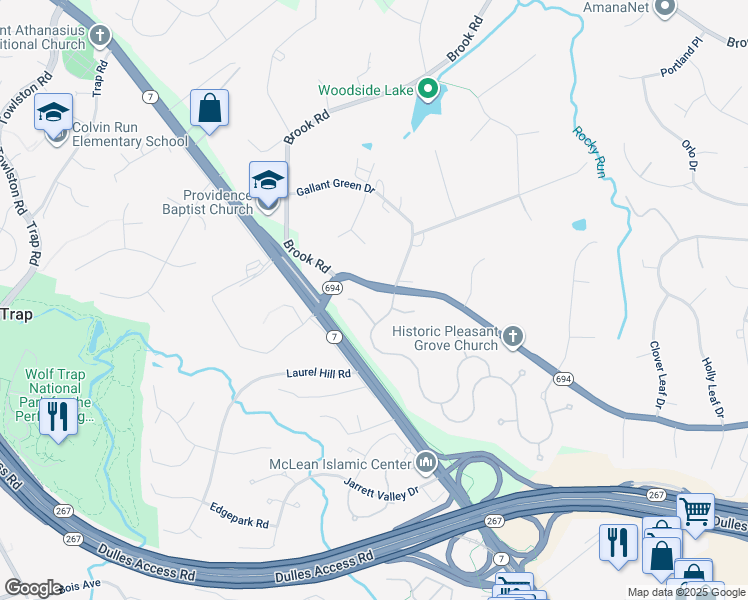 map of restaurants, bars, coffee shops, grocery stores, and more near 8802 Mirador Place in McLean