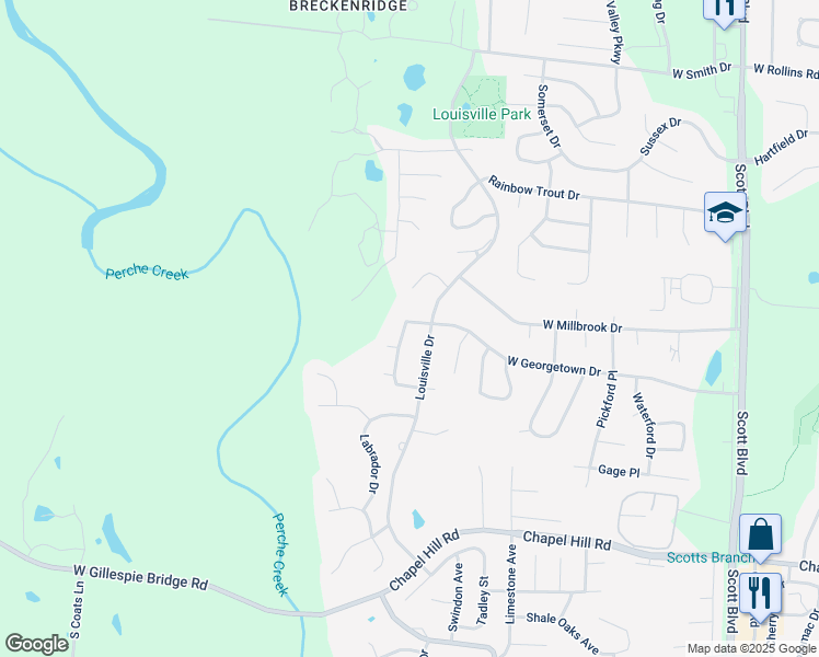 map of restaurants, bars, coffee shops, grocery stores, and more near 1510 Buchanan Drive in Columbia