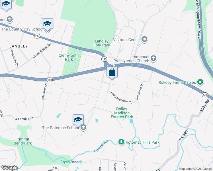 map of restaurants, bars, coffee shops, grocery stores, and more near 6209 Stoneham Lane in McLean