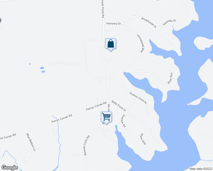 map of restaurants, bars, coffee shops, grocery stores, and more near 1112 Bennett Point Road in Queenstown