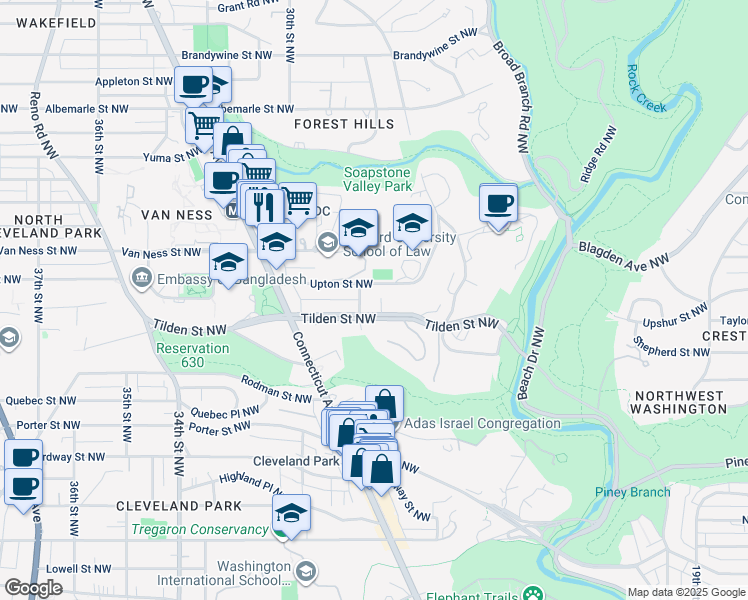 map of restaurants, bars, coffee shops, grocery stores, and more near 4010 28th Place Northwest in Washington