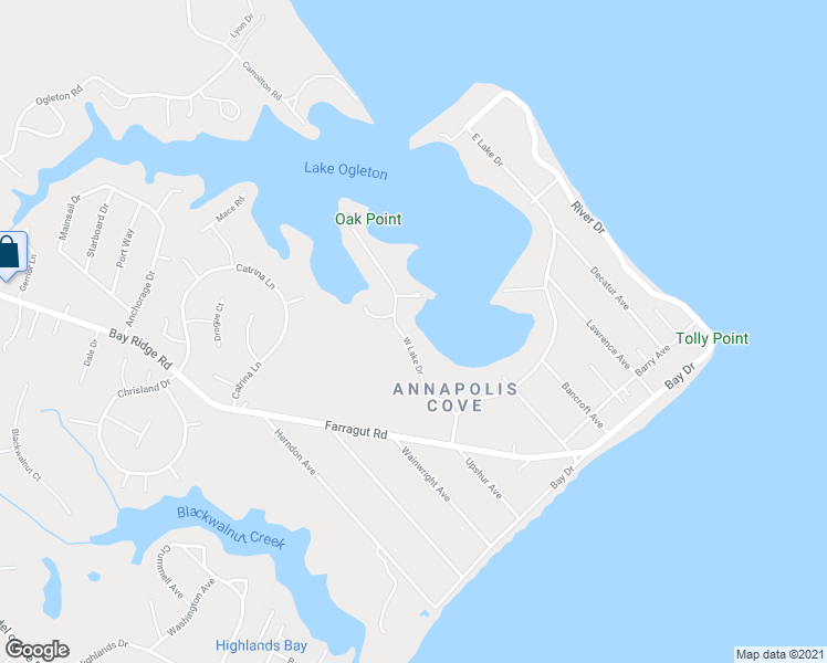 map of restaurants, bars, coffee shops, grocery stores, and more near 182 West Lake Drive in Annapolis