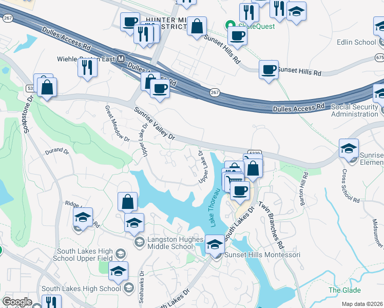 map of restaurants, bars, coffee shops, grocery stores, and more near 1904 Winterport Cluster in Reston