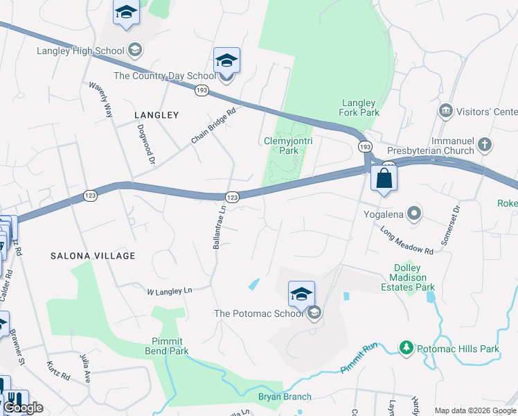 map of restaurants, bars, coffee shops, grocery stores, and more near 6365 Lynwood Hill Road in McLean