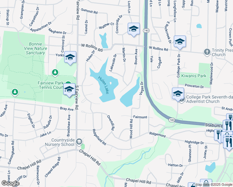 map of restaurants, bars, coffee shops, grocery stores, and more near 1033 Bourn Avenue in Columbia