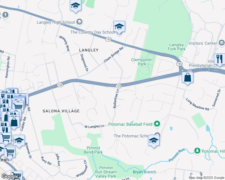 map of restaurants, bars, coffee shops, grocery stores, and more near 1200 Ballantrae Lane in McLean