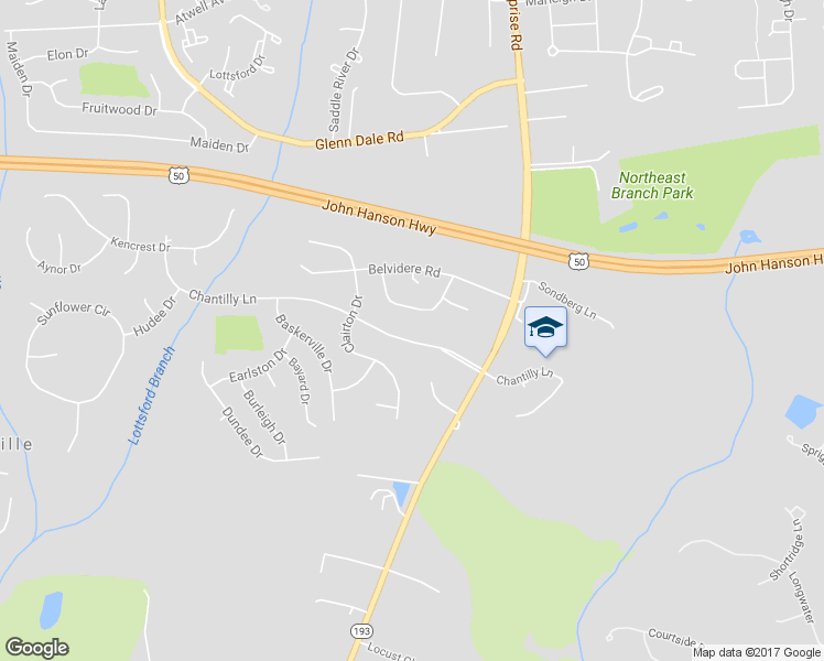 map of restaurants, bars, coffee shops, grocery stores, and more near 11702 Chantilly Lane in Bowie