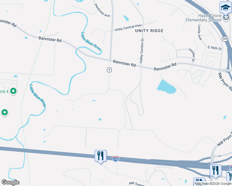 map of restaurants, bars, coffee shops, grocery stores, and more near 9729 Noland Road in Kansas City