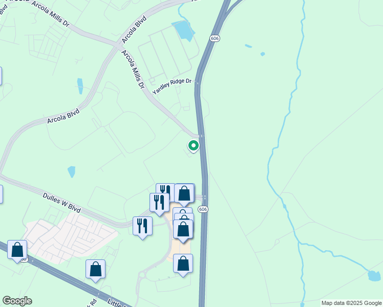 map of restaurants, bars, coffee shops, grocery stores, and more near 25285 Arcola Mills Drive in Sterling