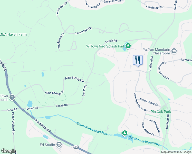 map of restaurants, bars, coffee shops, grocery stores, and more near 40777 Lark Rise Ln in Aldie