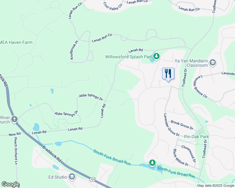 map of restaurants, bars, coffee shops, grocery stores, and more near 40777 Lark Rise Ln in Aldie