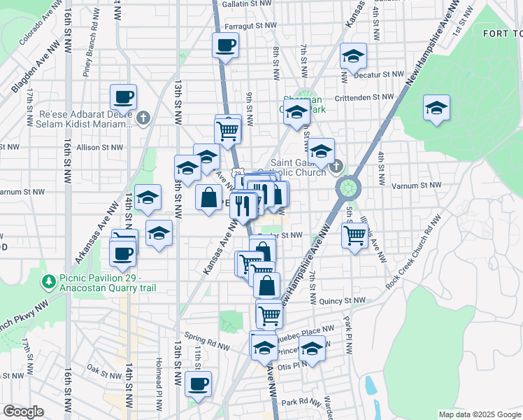 map of restaurants, bars, coffee shops, grocery stores, and more near 101 Independence Avenue Southeast in Washington