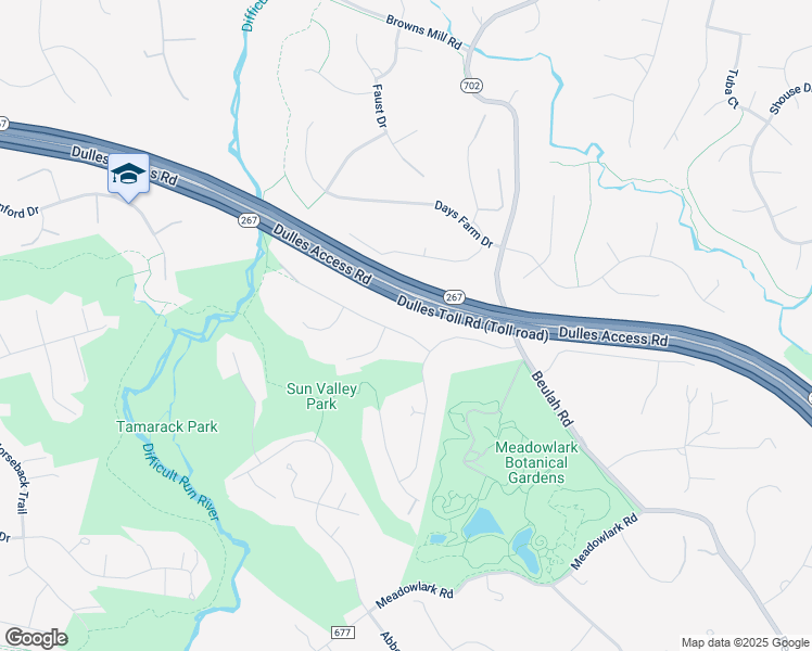 map of restaurants, bars, coffee shops, grocery stores, and more near 9806 Squaw Valley Drive in Vienna