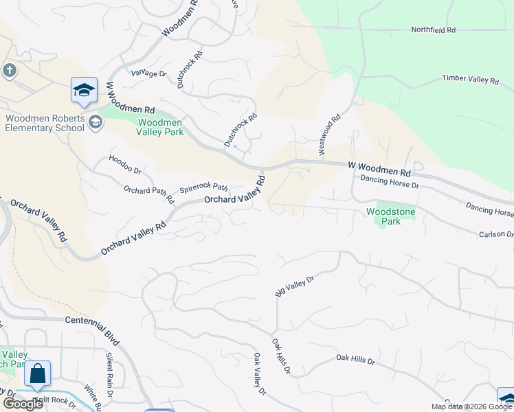 map of restaurants, bars, coffee shops, grocery stores, and more near 7707 Solitude Lane in Colorado Springs
