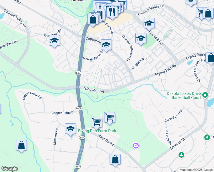map of restaurants, bars, coffee shops, grocery stores, and more near 13385 Sir Ramsay Way in Herndon