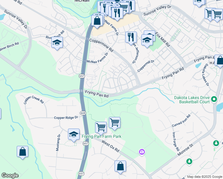 map of restaurants, bars, coffee shops, grocery stores, and more near 13385 Sir Ramsay Way in Herndon