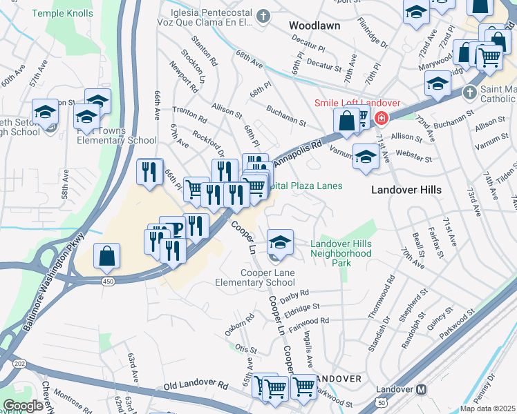 map of restaurants, bars, coffee shops, grocery stores, and more near 101 Independence Avenue Southeast in Washington